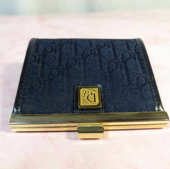 Christian Dior Trotter Logo Metal Clasp Jacquard Leather Coin Purse 💙 Vintage🌴 - Picture 13 of 14
